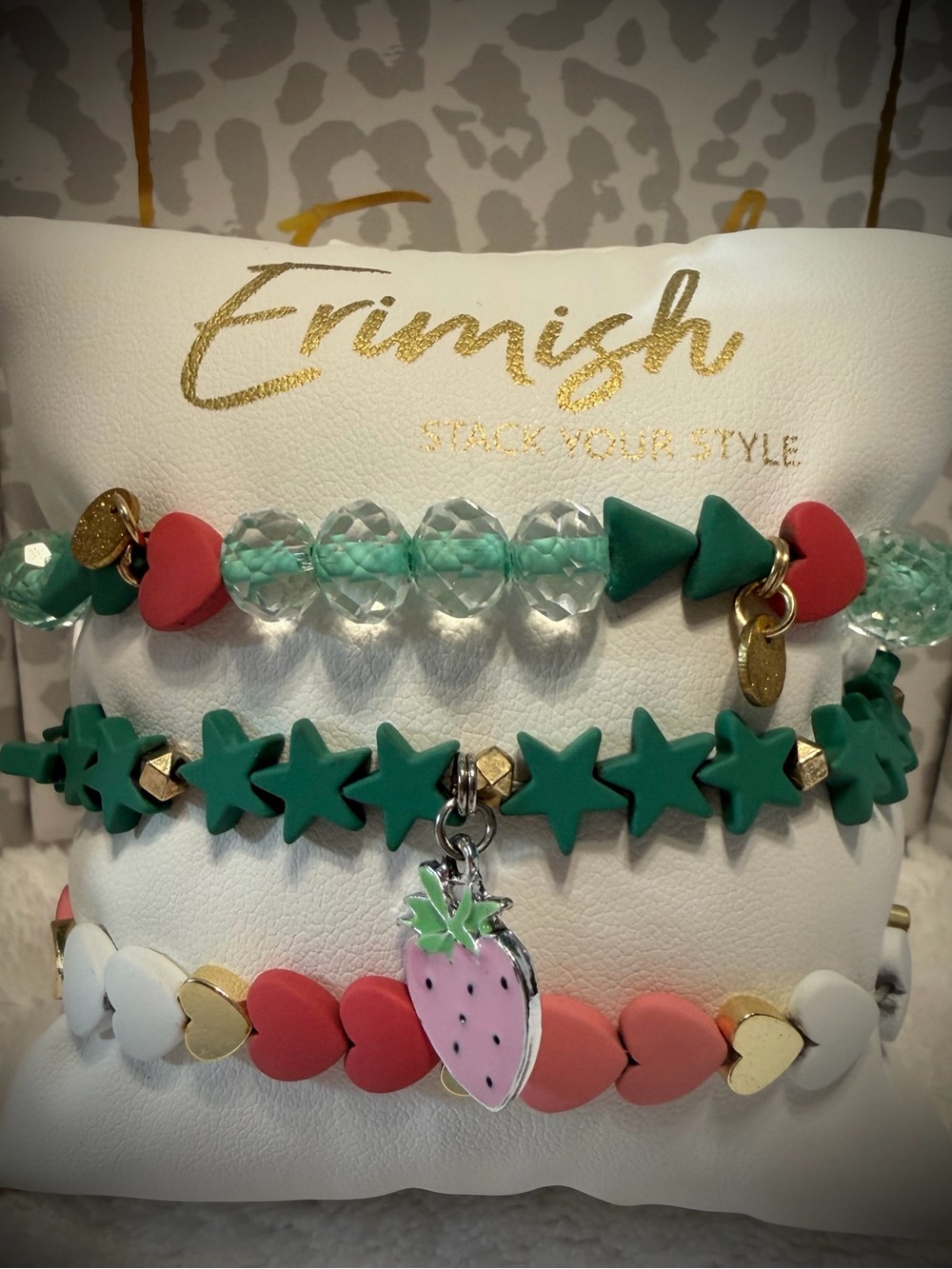 New ERIMISH Bracelets 3 Pc- Pink & Green - Custom Regular, Kids or Extended Size